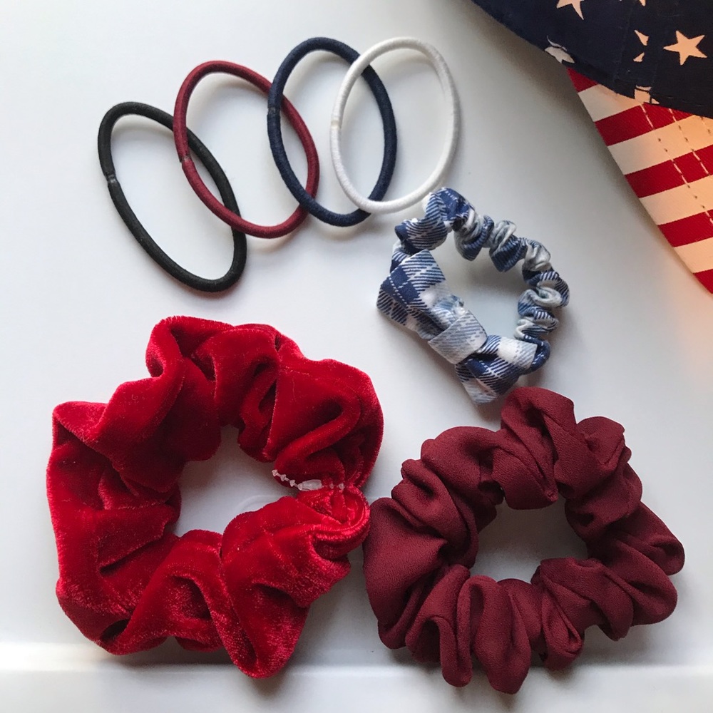 Red white and Blue Scrunchie Hair bundle